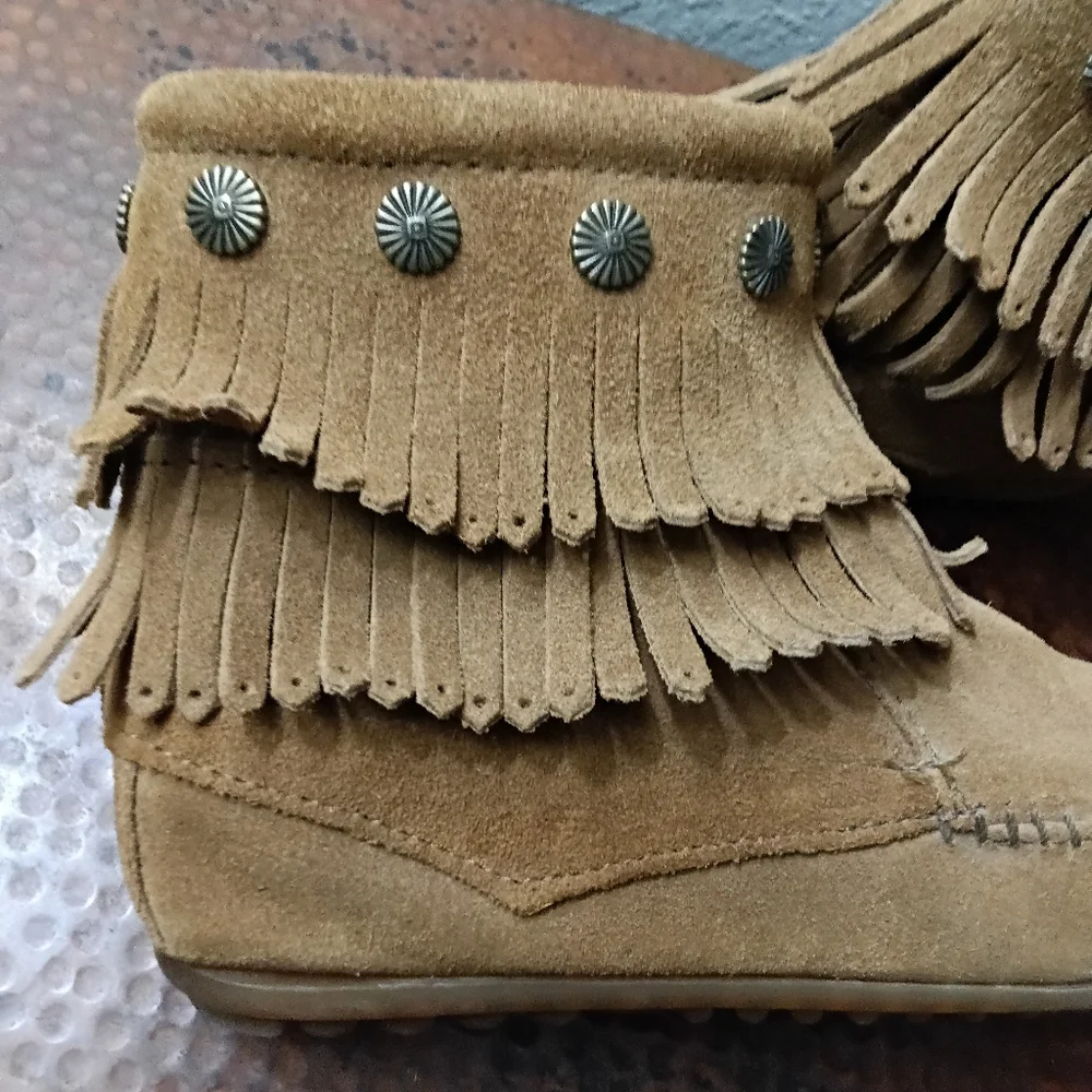 Minnetonka x Free People Sz. 7 Double Fringe Side Zip Boots